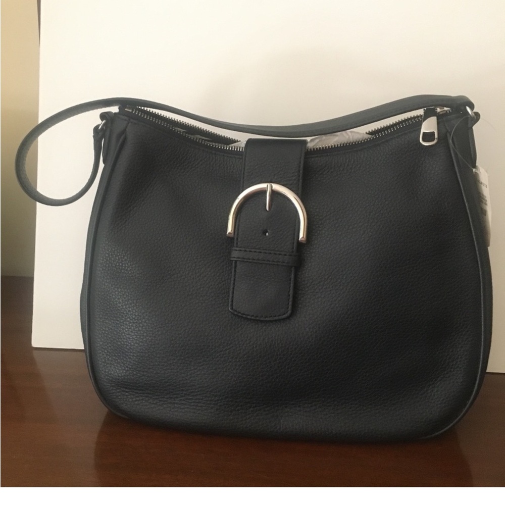 TALBOTS Navy Leather Hobo Shoulder Bag NWT
